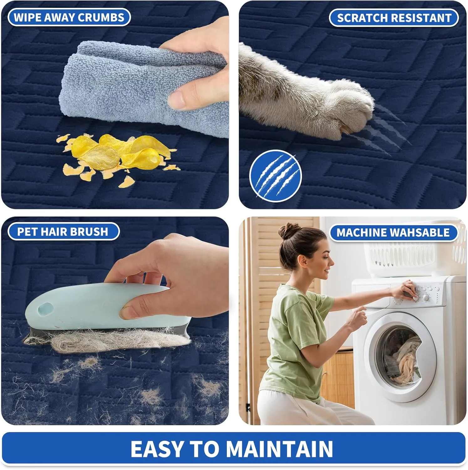 2025 Waterproof Dog Blankets (68"x82") Comfy Sofa Bed Mat for Pets, New Upgrade Bed Couch Pads Super Soft Anti Slip, Indoor Incontinence Sofa Furniture Protector Durable Washable Blanket (Navy Blue)