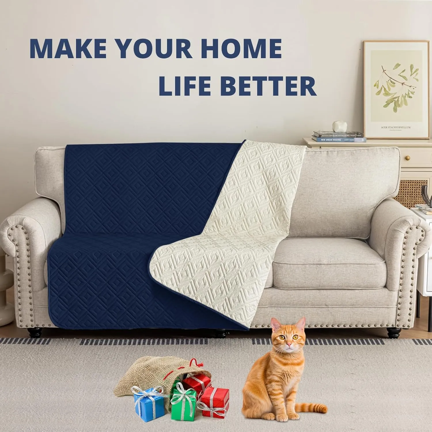 2025 Waterproof Dog Blankets (68"x82") Comfy Sofa Bed Mat for Pets, New Upgrade Bed Couch Pads Super Soft Anti Slip, Indoor Incontinence Sofa Furniture Protector Durable Washable Blanket (Navy Blue)