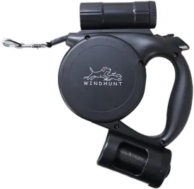 360 Tangle-Free Retractable Dog Leash with Flashlight, Dispenser and Poop Bag Heavy-Duty Nylon Tape for Small, Medium Dogs and Cats One-Handed Brake and Lock, Black