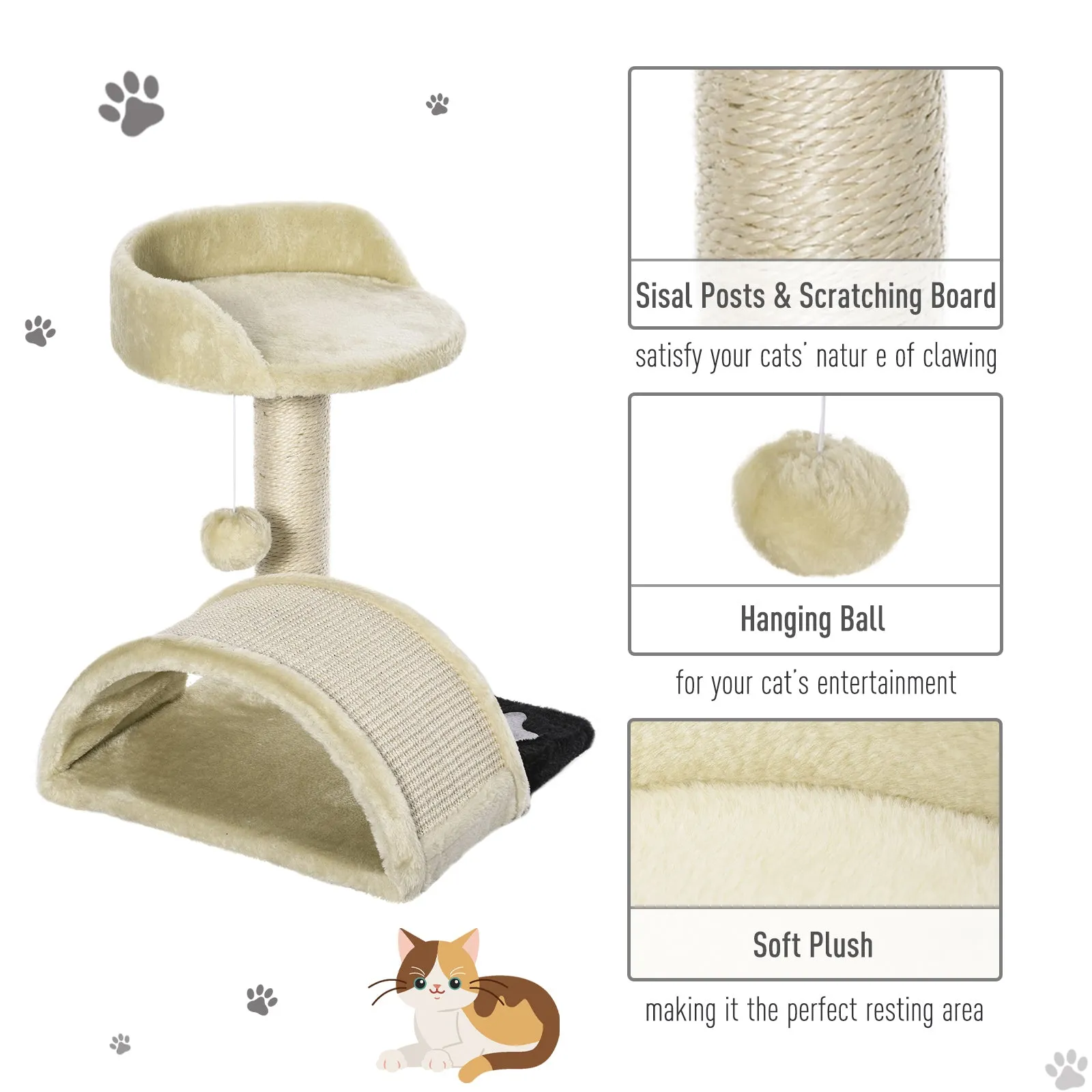 36Lx36Wx44H cm Cat Tree Scratching Post-Beige