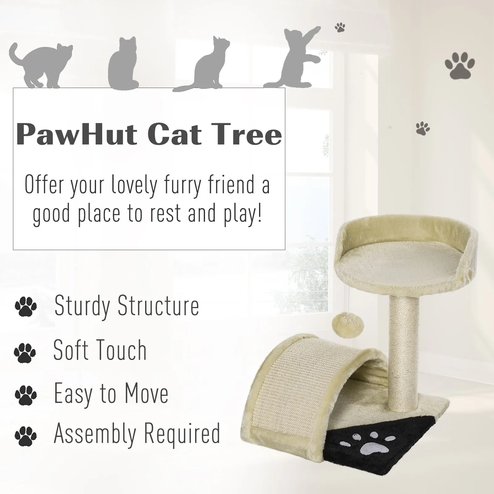 36Lx36Wx44H cm Cat Tree Scratching Post-Beige