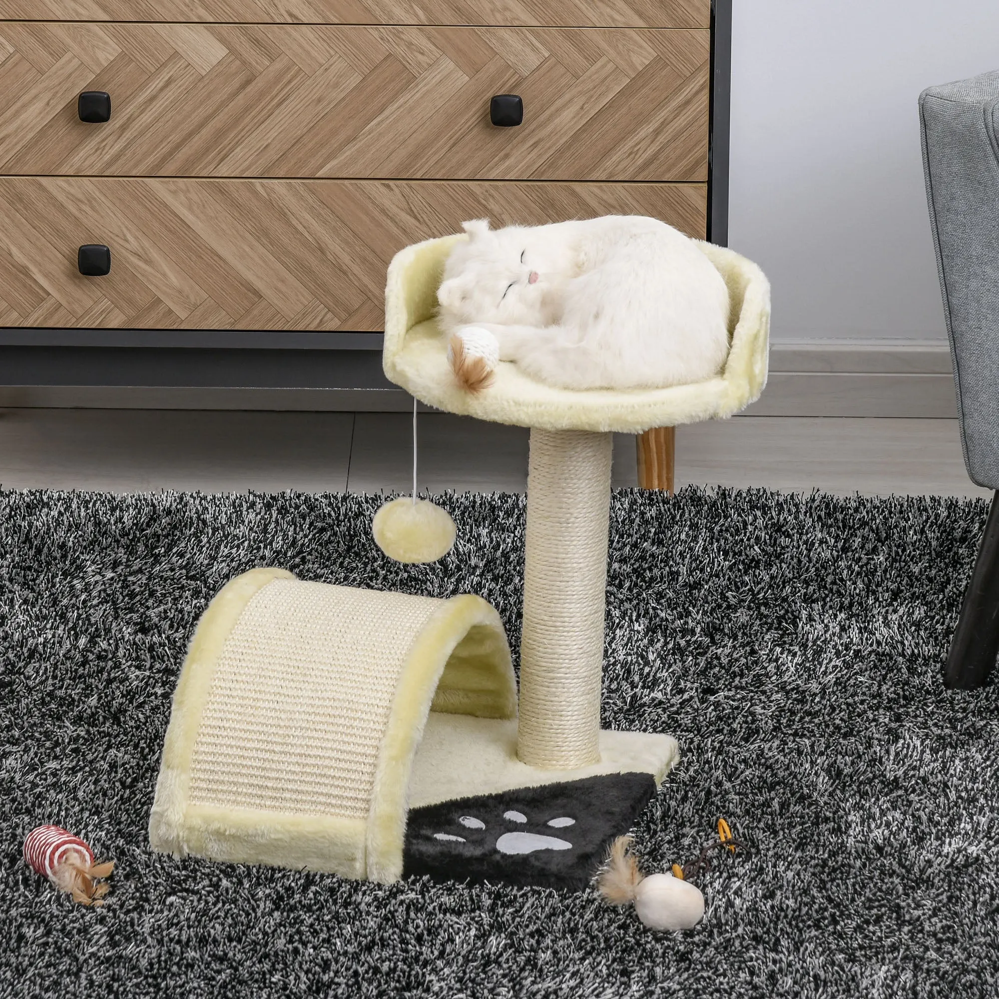 36Lx36Wx44H cm Cat Tree Scratching Post-Beige