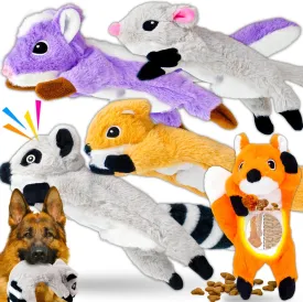 5-Pack No Stuffing Dog Squeaky Toys, Plush Crinkle Dog Chew Toys Bundle w/Treat Hidden Pocket for Large Medium Small Dogs Puppy Aggressive Chewers Teething, Boredom Buster to Keep Them Busy