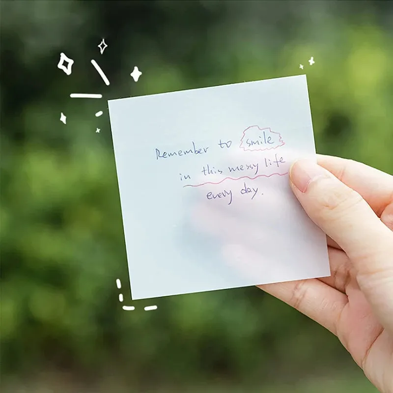 50 Sheets Creative Transparent PET Waterproof Sticky Note Pads