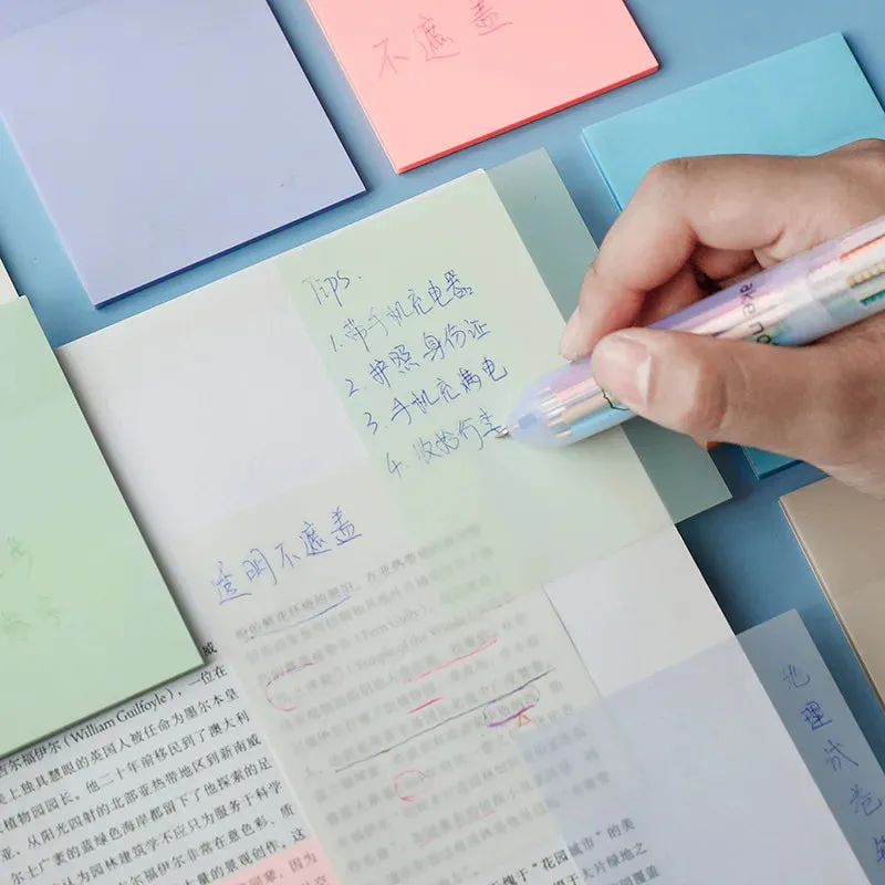 50 Sheets Creative Transparent PET Waterproof Sticky Note Pads