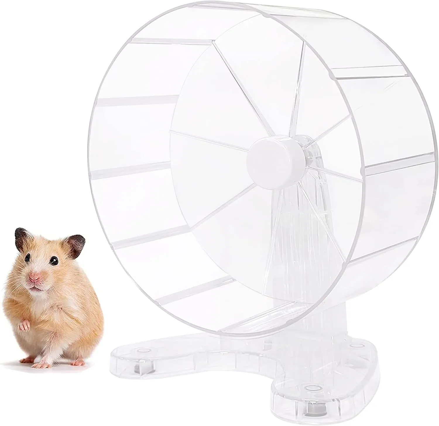 8.5" Super Silent Hamster Wheel for Hamster Exercise Wheel for Gerbil, Syrian & Dwarf, Chinchilla and More Small Animal Hamster Running Wheels with Stable Stand, Clear