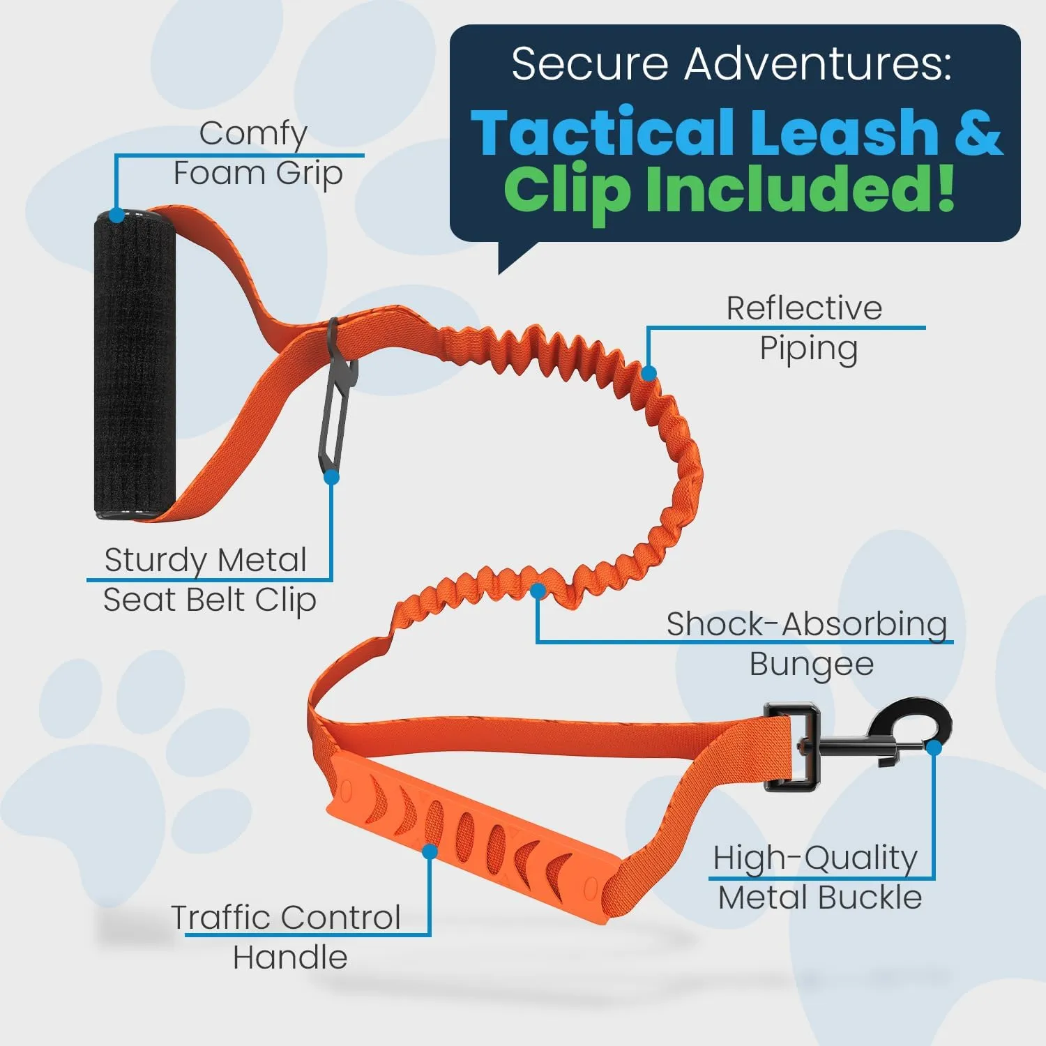 Adjustable Tactical Dog Harness & Leash Set - No-Pull MOLLE Vest with Handle, Front Leash Clip, Hook & Patch - Perfect for Small to Large Dogs (S: Neck 14"-18", Chest 22"-27"), Safety Orange