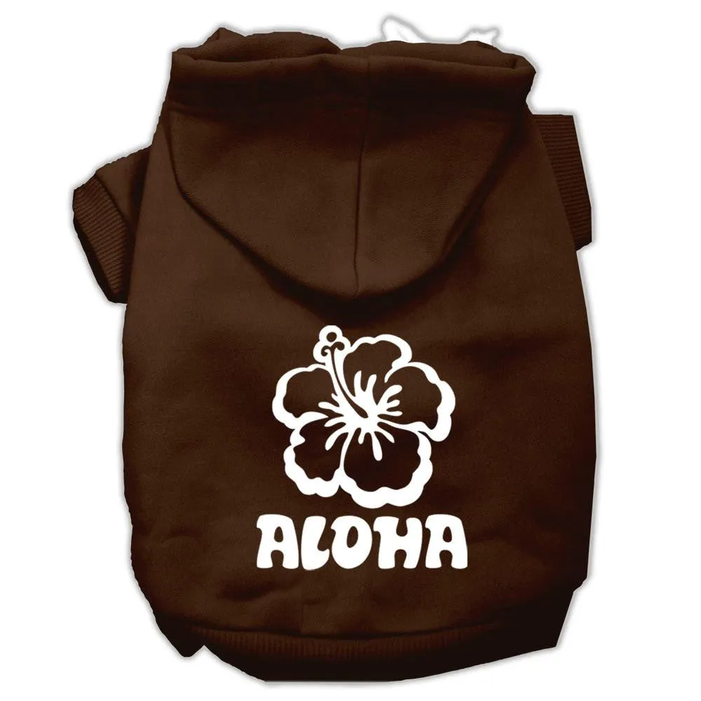 Aloha Flower Screen Print Pet Hoodies Brown Size Lg (14)
