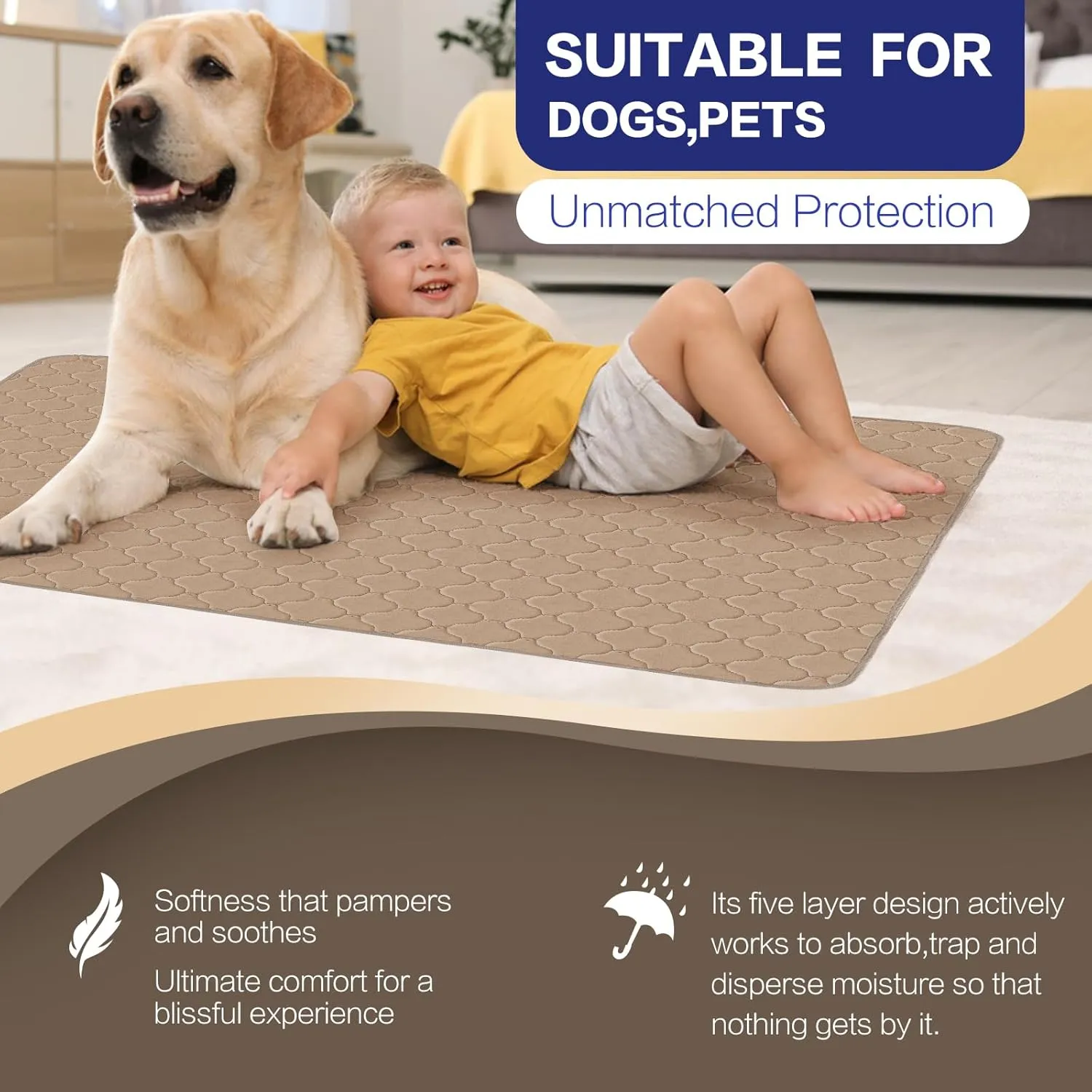 Alsunny Hospital Grade Incontinence Pads - 36x52 Waterproof & Washable, Heavy Absorbency, Non-Slip for Elderly & Pets (4 Pack) Hide Stains Adult Bed Protector
