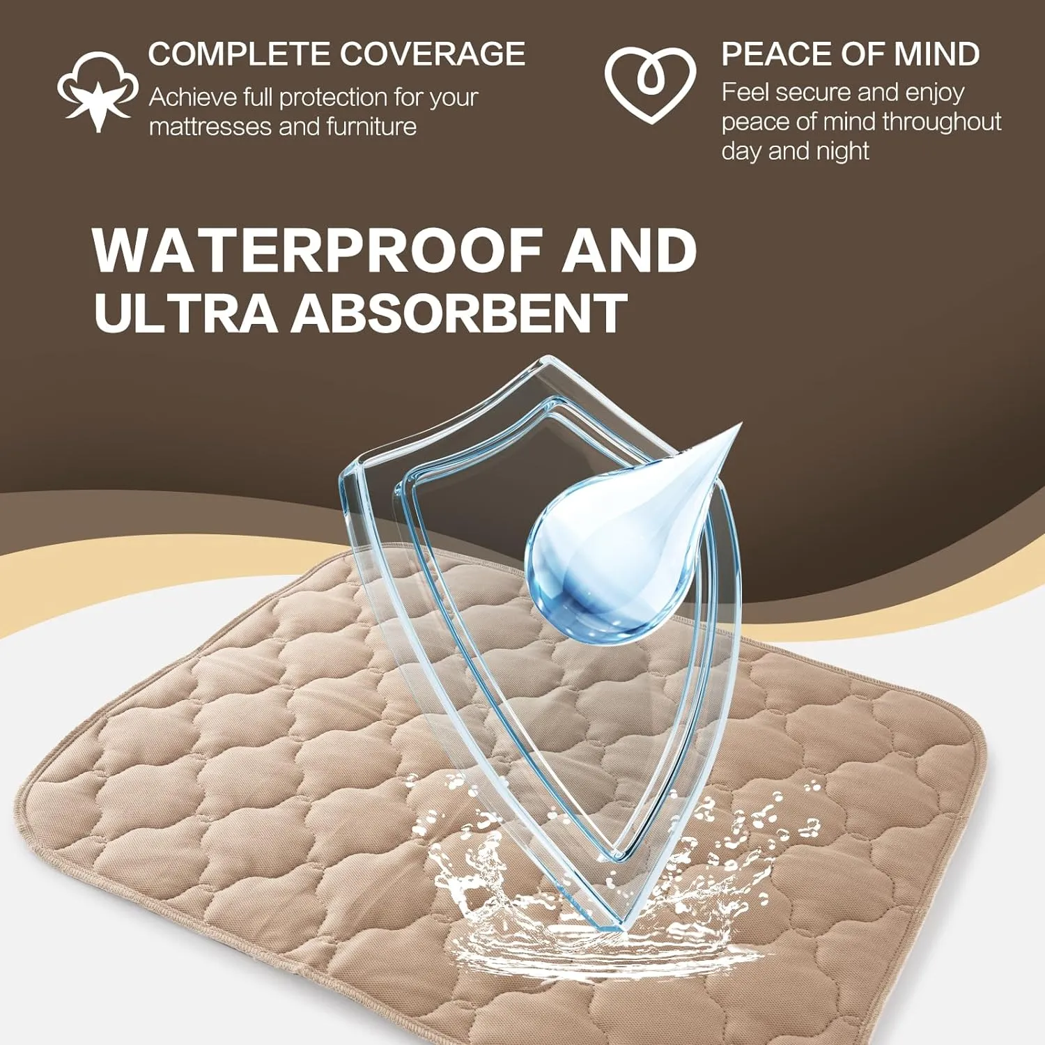 Alsunny Hospital Grade Incontinence Pads - 36x52 Waterproof & Washable, Heavy Absorbency, Non-Slip for Elderly & Pets (4 Pack) Hide Stains Adult Bed Protector