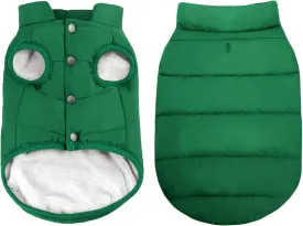 ASENKU Windproof Winter Coat - Waterproof Jacket, Warm Vest for Dogs, Cold Weather Pet Apparel With 2 Layers Fleece Lined for Small Medium Large Dogs (XS, Green)