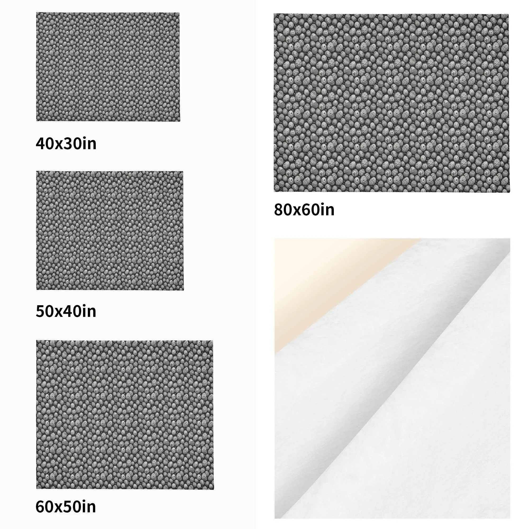 Black and White Egg Flannel Breathable Blanket 4 Sizes