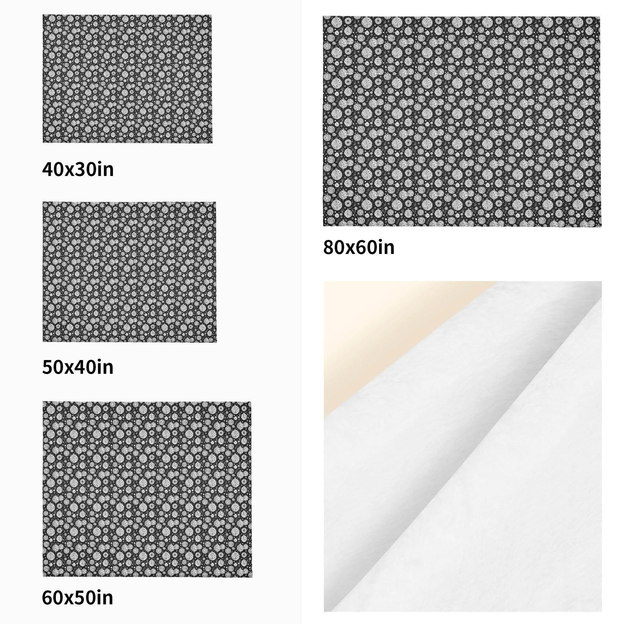 Black and White Ornament Flannel Breathable Blanket 4 Sizes