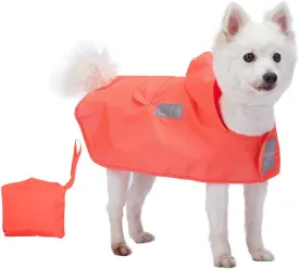 Blueberry Pet 4 Colors 12" Lightweight Packable Hooded Dog Rain Poncho with 3M Reflective Safety Tapes in Bright Orange, Pack of 1 Outdoor Rain Jacket for Dogs