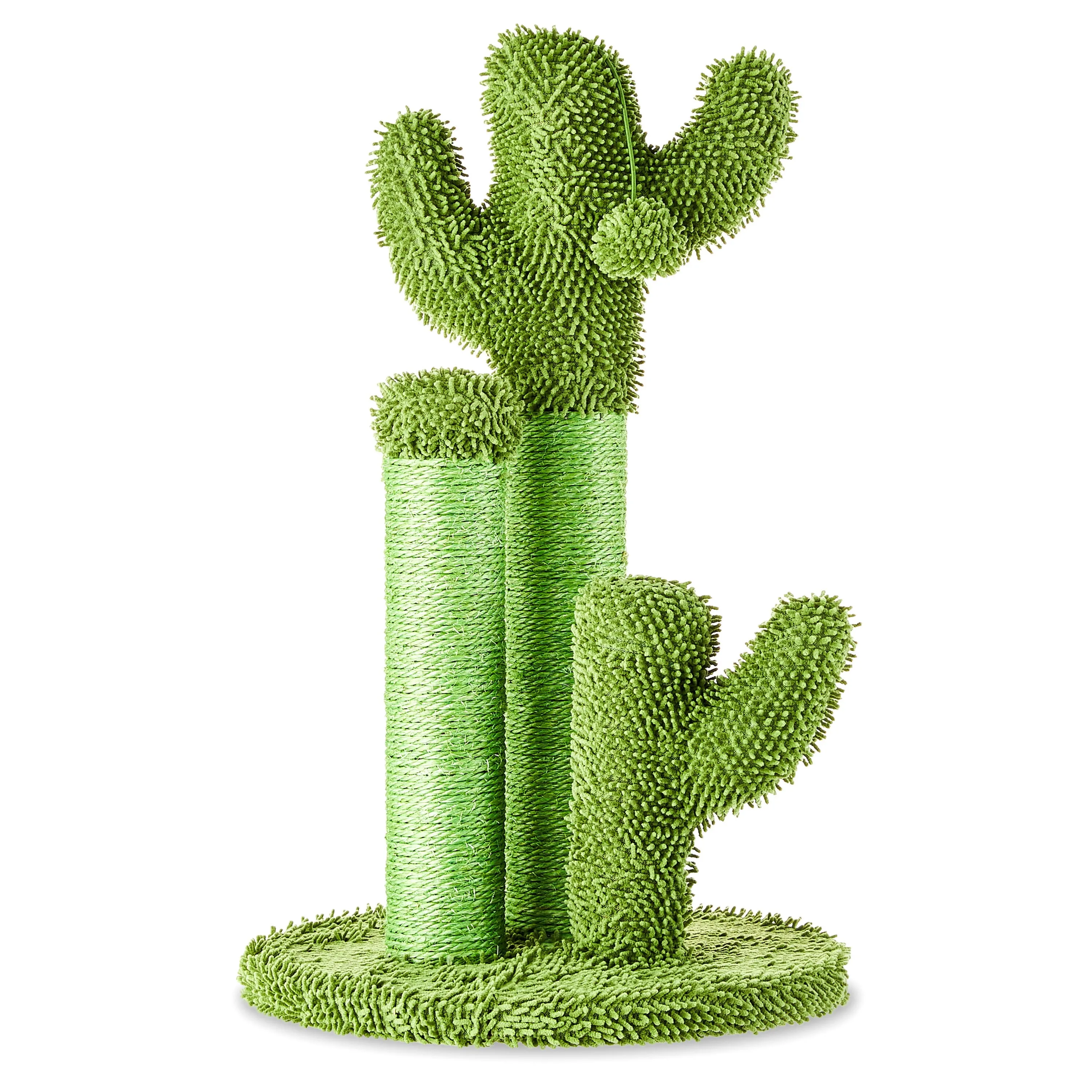 Cactus 3-Arm Chenille, Sisal & Jute Cat Scratching Post with Cat Toy