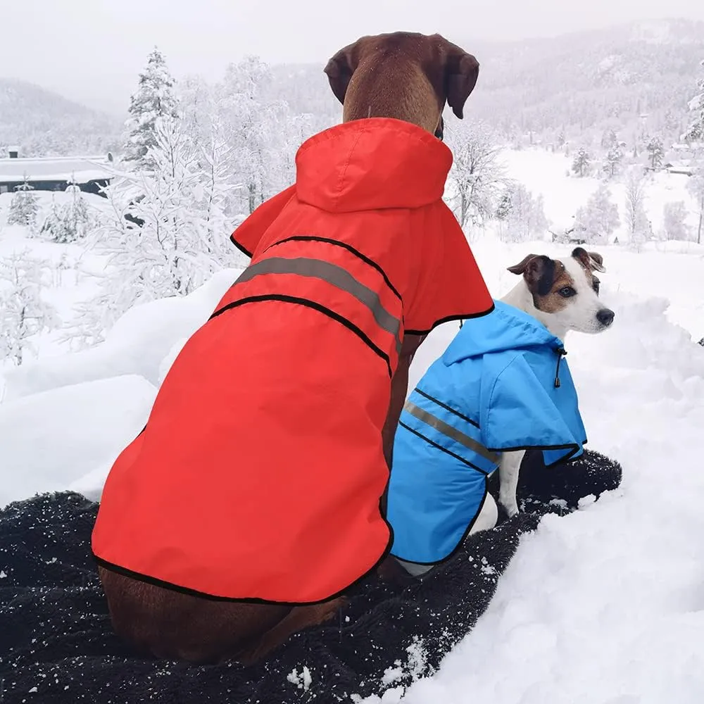 Candofly Dog Raincoat Hooded Poncho - Adjustable Waterproof Dog Rain Jacket Lightweight Reflective Dog Rain Coat Pet Slicker for Small Medium Large Dogs (Small, Bright Red)