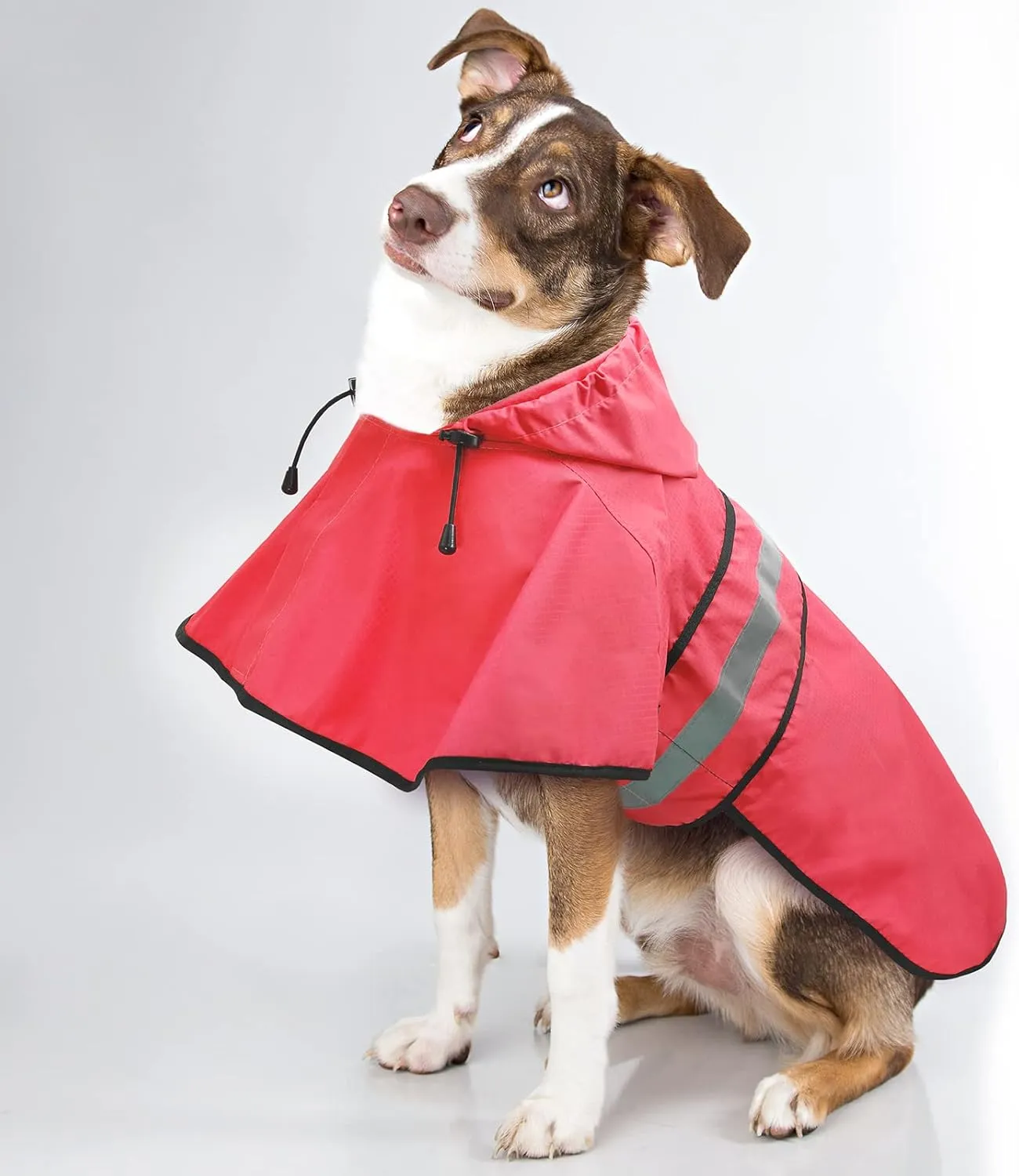 Candofly Dog Raincoat Hooded Poncho - Adjustable Waterproof Dog Rain Jacket Lightweight Reflective Dog Rain Coat Pet Slicker for Small Medium Large Dogs (Small, Bright Red)