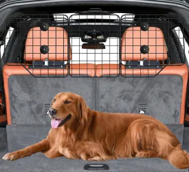CASIMR Dog Car Barrier for SUVs, Vehicles, Trucks, Cars, Adjustable Pet Divider Cargo Area Universal-Fit, Folding Design for Easy Storage, Heavy-Duty Wire Mesh Barriers Safety Travel Accessories