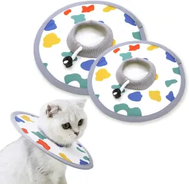 Cat Cone Collar 2pcs Adjustable Protective Collar for Pet Cat Recovery Collar Wound Healing (A-Milk, S M)