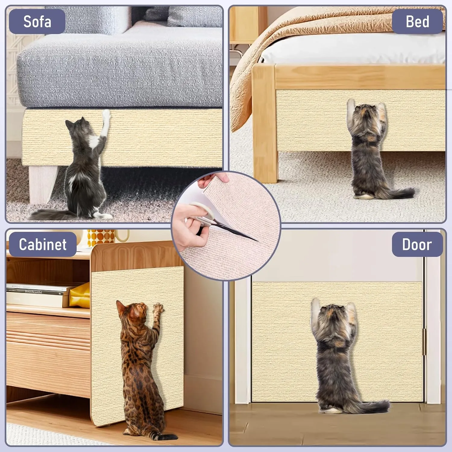 Cat Scratching Furniture Protector Self Adhesive Trimmable Protective Sofa Carpet Leather Furniture Pad Replacement for Cat Tree Shelves DIY Pet Scratch Protector (Light Grey, 15.7"x39.3")
