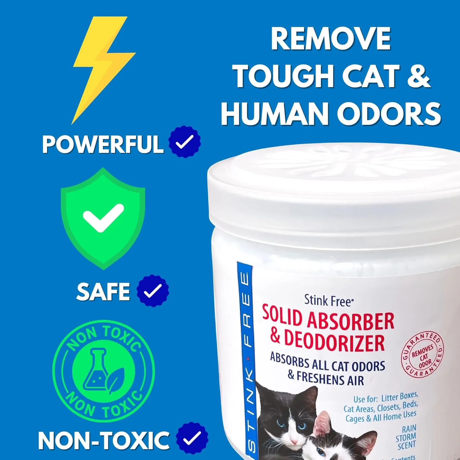 Cat Solid Freshener, Absorber & Deodorizer - Room Purifier, Bathroom Odor Eliminator, Basement, Bedroom, House, Office etc. 15 oz. Rainstorm Fragrance