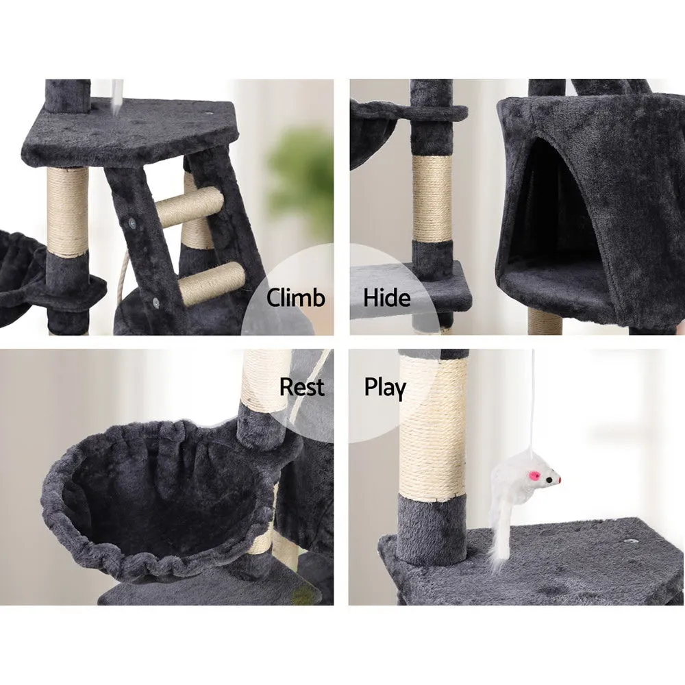 Cat Tree 120cm, Wood Multi-Level Scratching Post Tower Condo