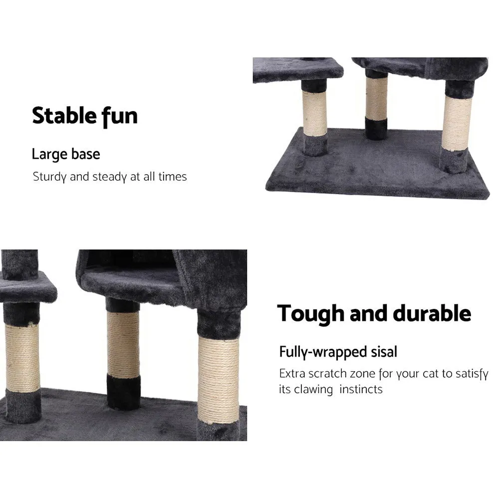 Cat Tree 120cm, Wood Multi-Level Scratching Post Tower Condo