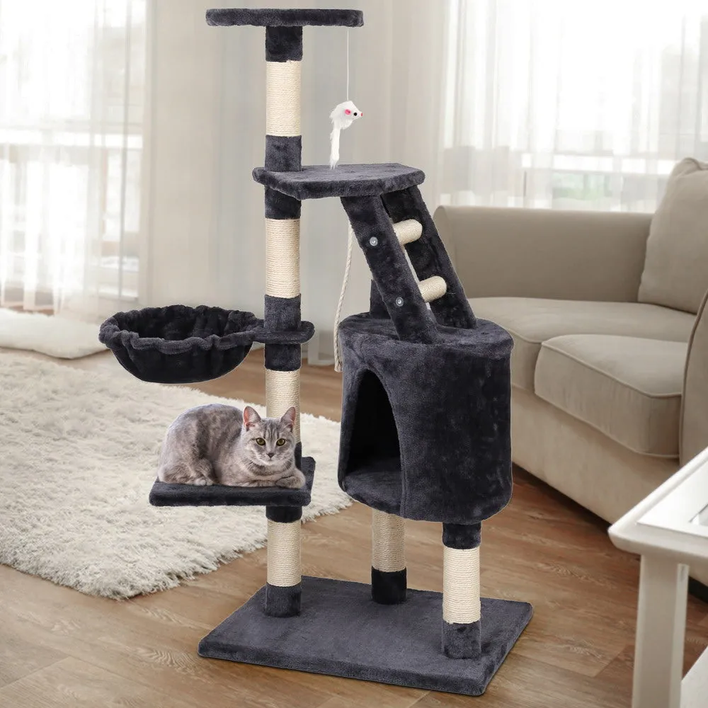 Cat Tree 120cm, Wood Multi-Level Scratching Post Tower Condo