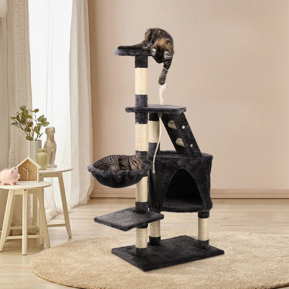 Cat Tree 120cm, Wood Multi-Level Scratching Post Tower Condo