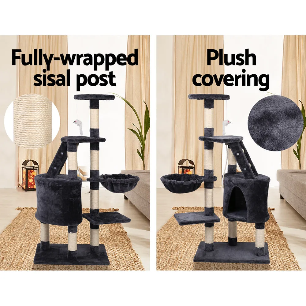 Cat Tree 120cm, Wood Multi-Level Scratching Post Tower Condo