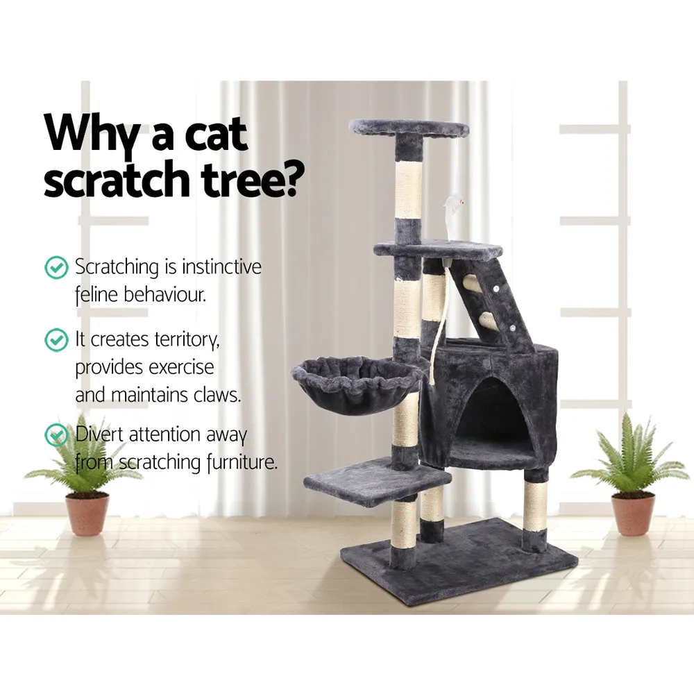 Cat Tree 120cm, Wood Multi-Level Scratching Post Tower Condo