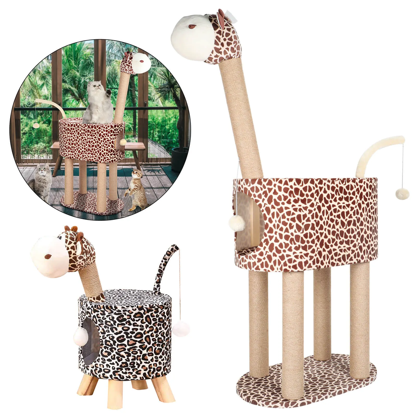 Cat Tree Condo Tower Pet Play House with Scratching Posts