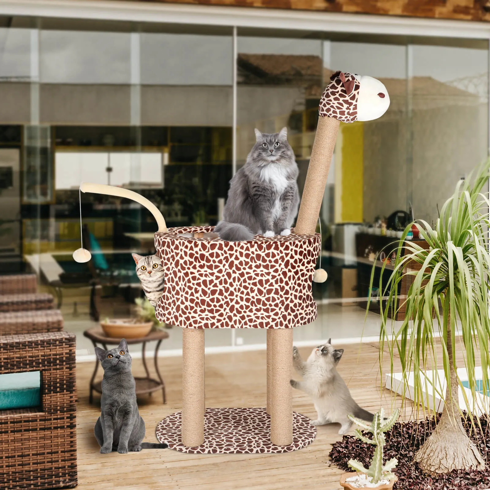 Cat Tree Condo Tower Pet Play House with Scratching Posts