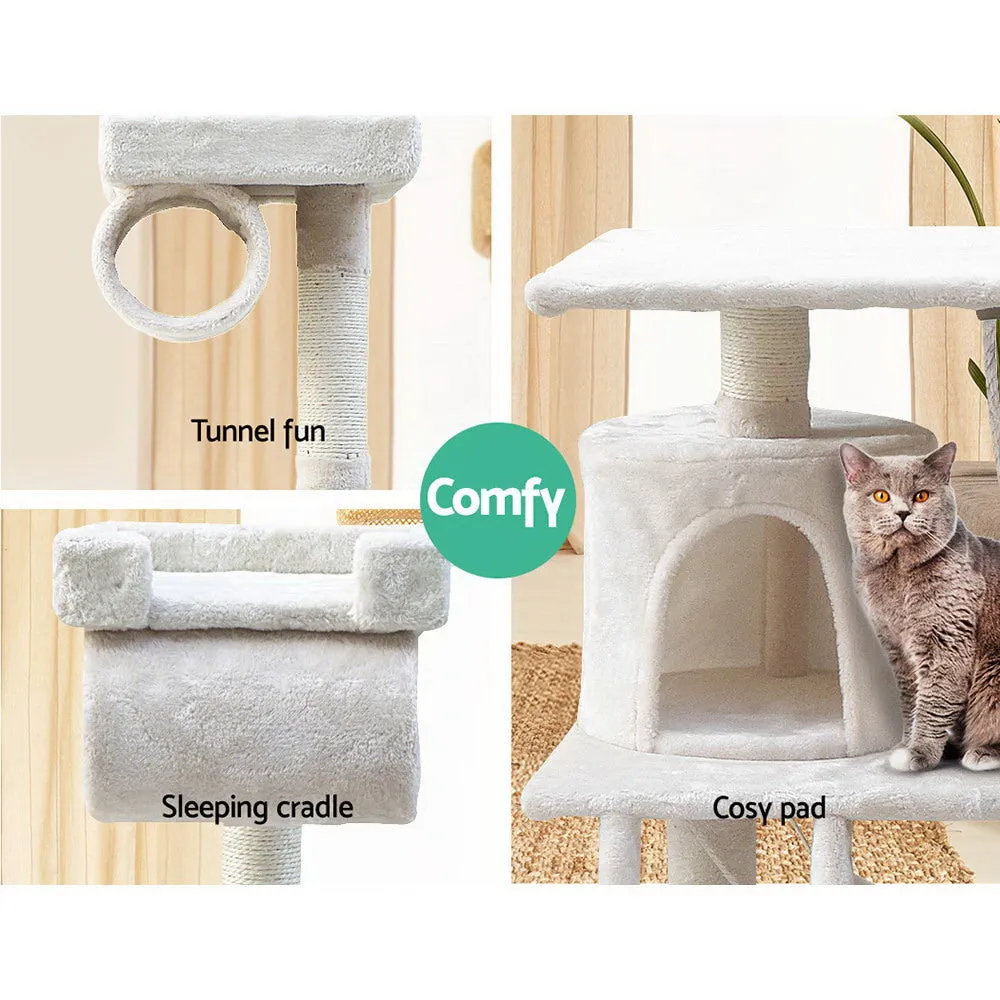 Cat Tree Scratching Post 141cm Tower Condo House Furniture Wood - Beige