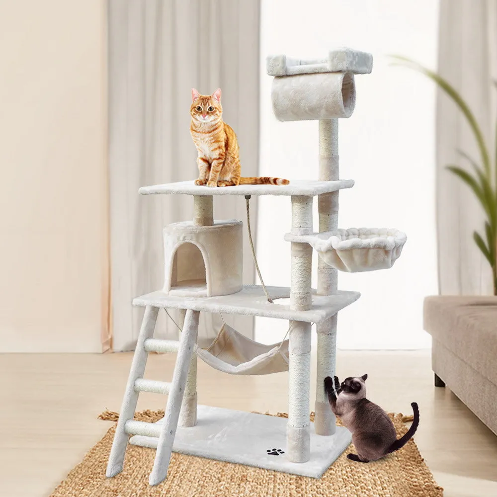 Cat Tree Scratching Post 141cm Tower Condo House Furniture Wood - Beige