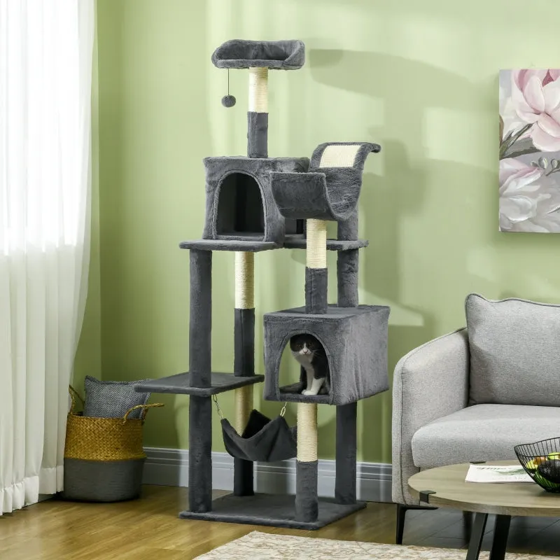 Cat Tree with Scratching Post, Hammock, Cat House - Dark Grey