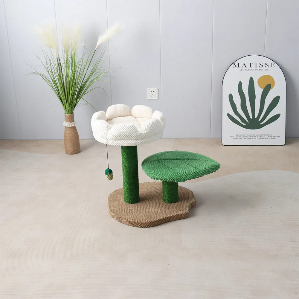 CATIO Camelia Flower 2 Level Cat Scratching Tree White