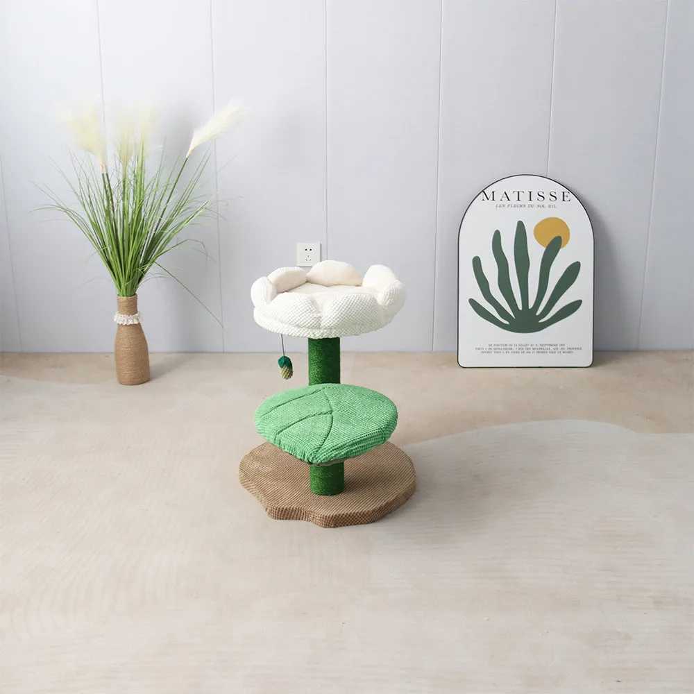 CATIO Camelia Flower 2 Level Cat Scratching Tree White
