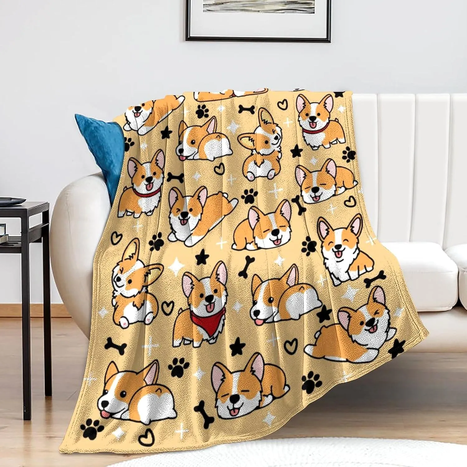 Cute Corgi Blanket Bedding Soft Lightweight Flannel Throw Blankets for Kids Adults Bedroom Living Room Sofa Gifts 50"X40"