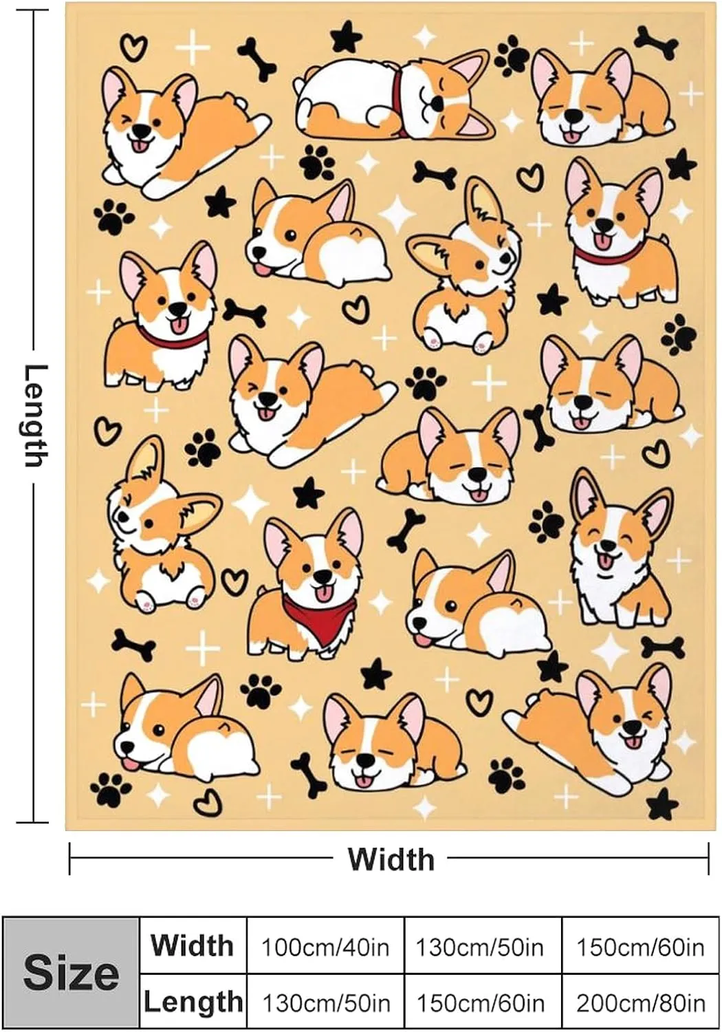 Cute Corgi Blanket Bedding Soft Lightweight Flannel Throw Blankets for Kids Adults Bedroom Living Room Sofa Gifts 50"X40"