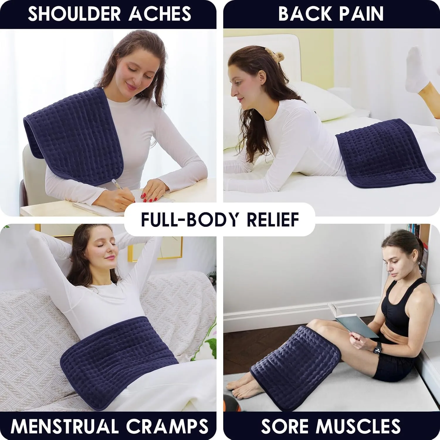 DAILYLIFE Heating Pad for Back Pain Relief, 12" x 24" Electric Heating Pads for Cramps, Back, Shoulder and Neck with 6 Heat Settings, Fast-Heating Technology, Auto Shut Off, UL Certification, Blue