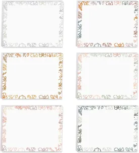 Decorative Floral Border Sticky Note Pad Set / 4" x 3" Botanical Sticky Notes / 50 Sheets Per Pad/Set of 6 Flowery Designs/Made in USA