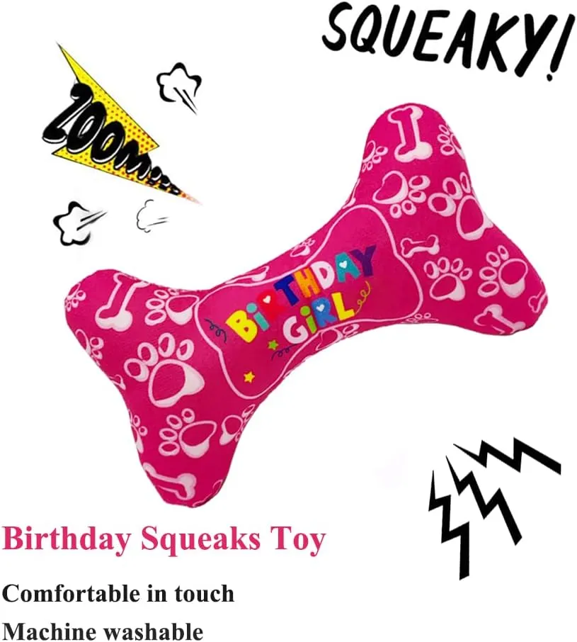 Dog Birthday Boy Bandana Hat Toy Set Pet Happy Birthday Party Supplies Triangle Bibs with Cute Bone Dog Birthday Scarf Accessories and Decoration for Doggy Large Dog - (Small Pink)