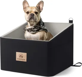 Dog Car Seat for Medium Dogs 35lbs, Booster With Storage Pockets and Safety Belt, Detachable and Washable Travel Bed, Black Elevated Pet Seat