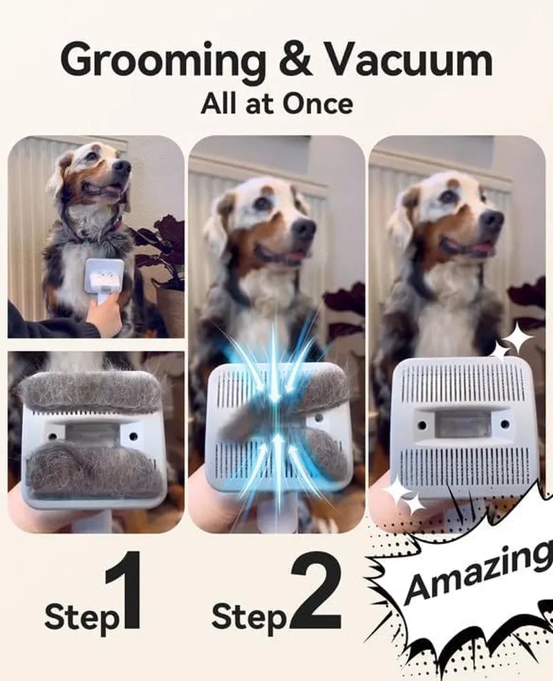 Dog Hair Vacuum & Dog Grooming Kit, Pet Grooming Vacuum with Pet Clipper Nail Grinder, 1.5L Dust Cup Dog Brush Vacuum with 7 Pet Grooming Tools for Shedding Pet Hair, Home Cleaning