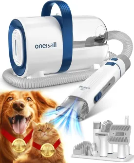 Dog Hair Vacuum & Dog Grooming Kit, Pet Grooming Vacuum with Pet Clipper Nail Grinder, 1.5L Dust Cup Dog Brush Vacuum with 7 Pet Grooming Tools for Shedding Pet Hair, Home Cleaning