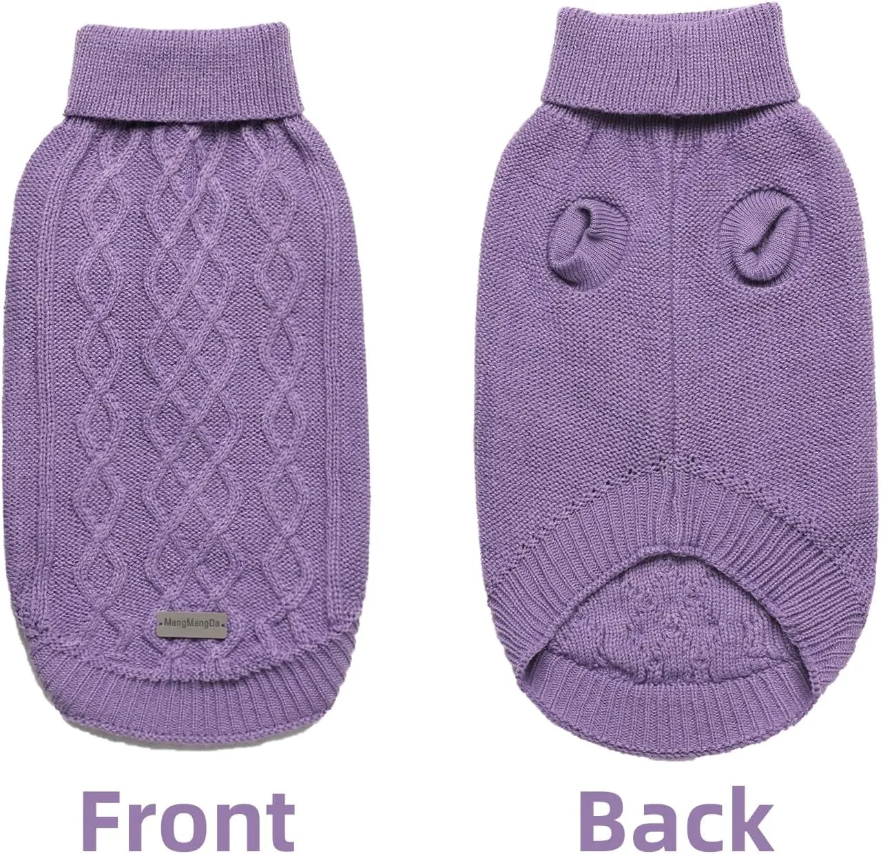 Dog Pullover Sweater, Cable Knitwear, Classic Turtleneck Warm and Soft Clothes for Chihuahua, Bulldog, Dachshund, Pug, Yorkie,Dog Outfits for Small Dogs Medium Dogs, (Purple M)