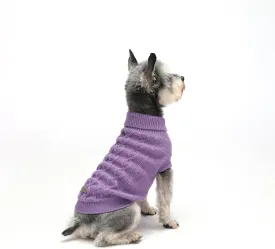 Dog Pullover Sweater, Cable Knitwear, Classic Turtleneck Warm and Soft Clothes for Chihuahua, Bulldog, Dachshund, Pug, Yorkie,Dog Outfits for Small Dogs Medium Dogs, (Purple M)