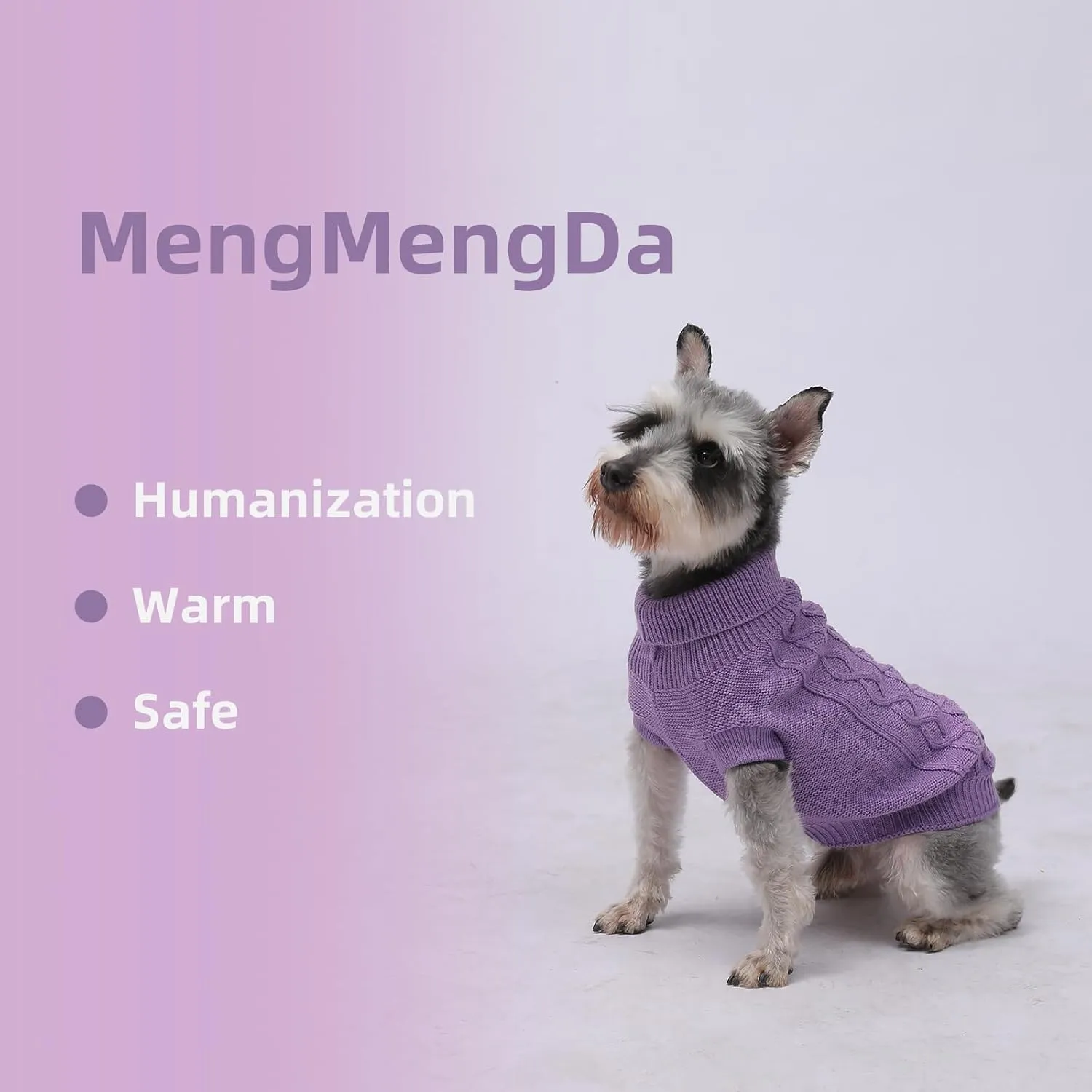 Dog Pullover Sweater, Cable Knitwear, Classic Turtleneck Warm and Soft Clothes for Chihuahua, Bulldog, Dachshund, Pug, Yorkie,Dog Outfits for Small Dogs Medium Dogs, (Purple M)