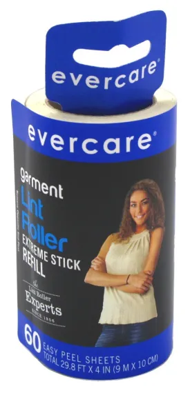 Evercare Lint Roller Refill Picks Up Lint, Dust, Dandruff 60 Layers (2 Pack)
